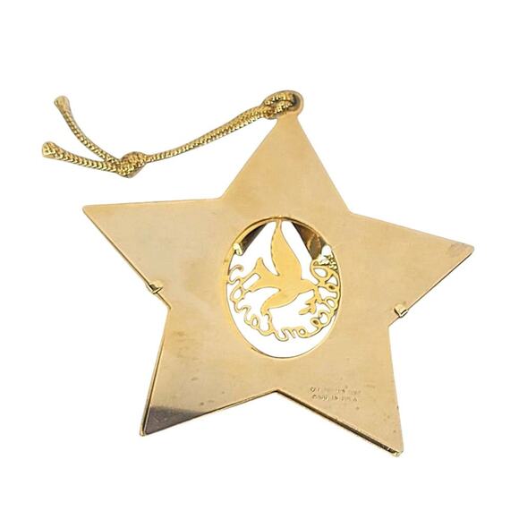 Vintage Gloria Duchin Gold Tone Peace On Earth Star Christmas Tree Ornament CL41 - Picture 2 of 3